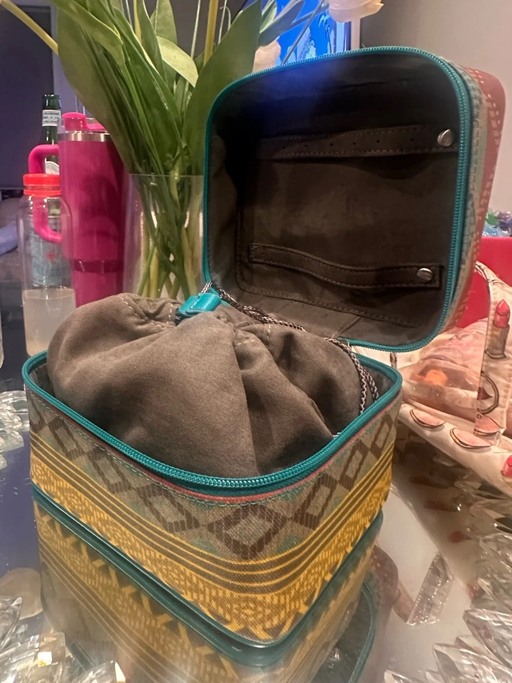 Silpada Tucson Jewelry Travel Case Tote F0007  Southwest Aztec Teal 2015 Western
